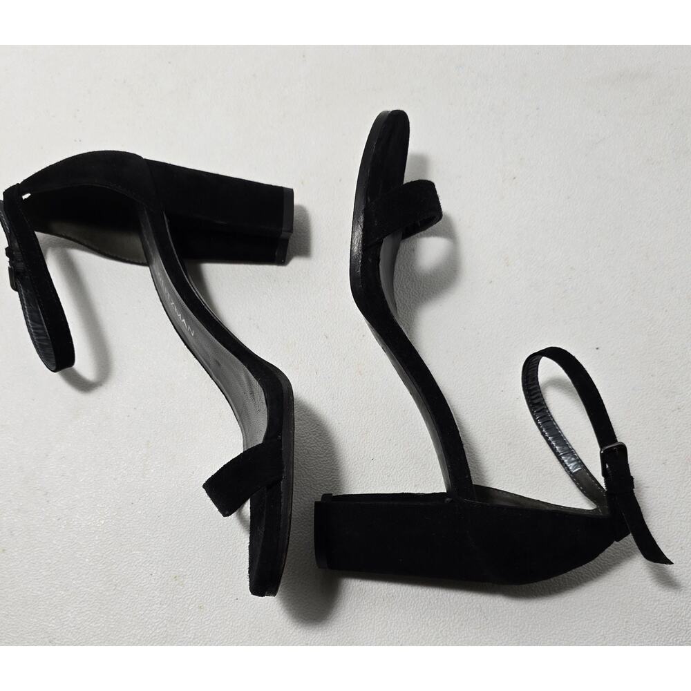 Stuart Weitzman Nearly Nude Black Suede Heels Size 7 wide - Picture 5 of 11